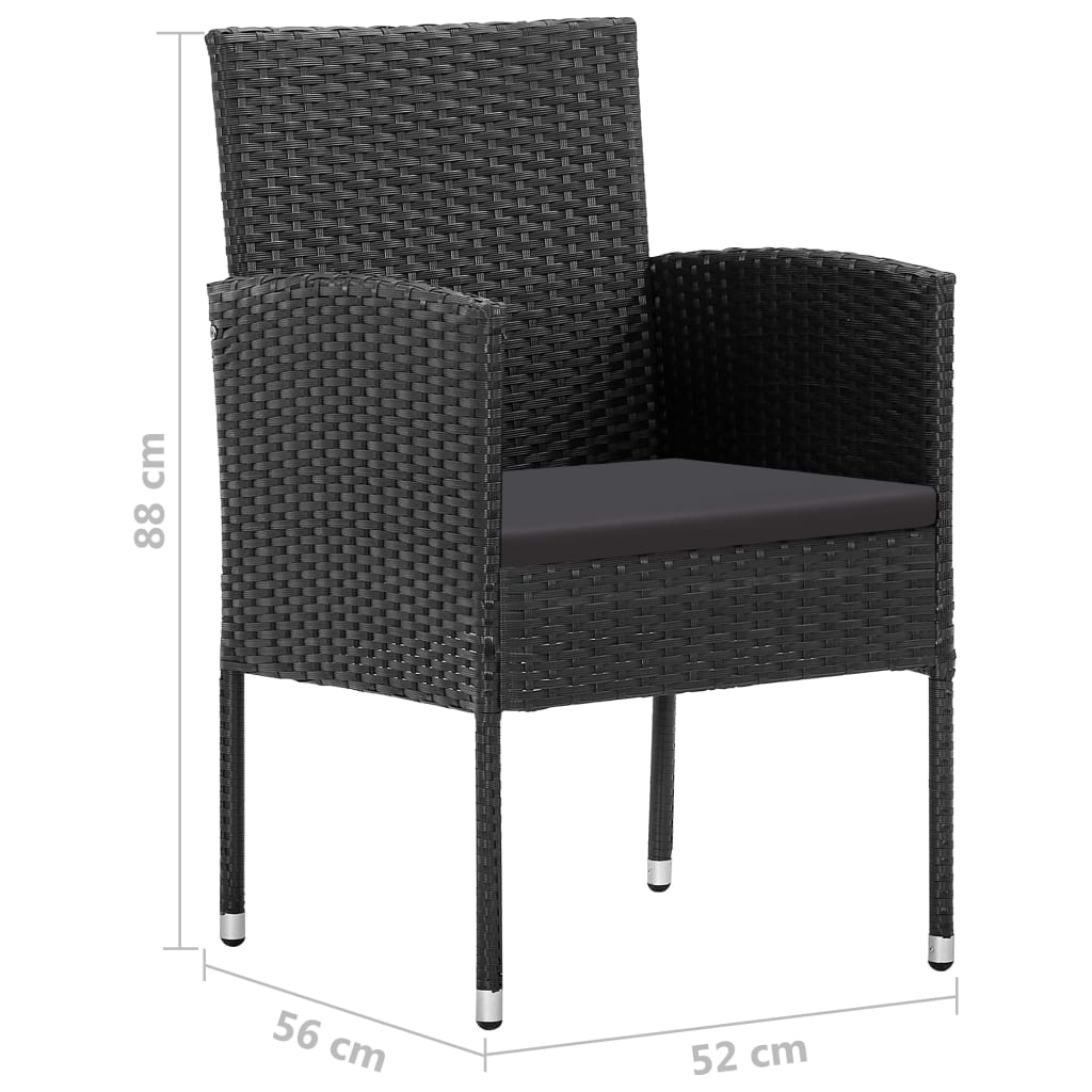 3Dílný Zahradní Jídelní Set Černý