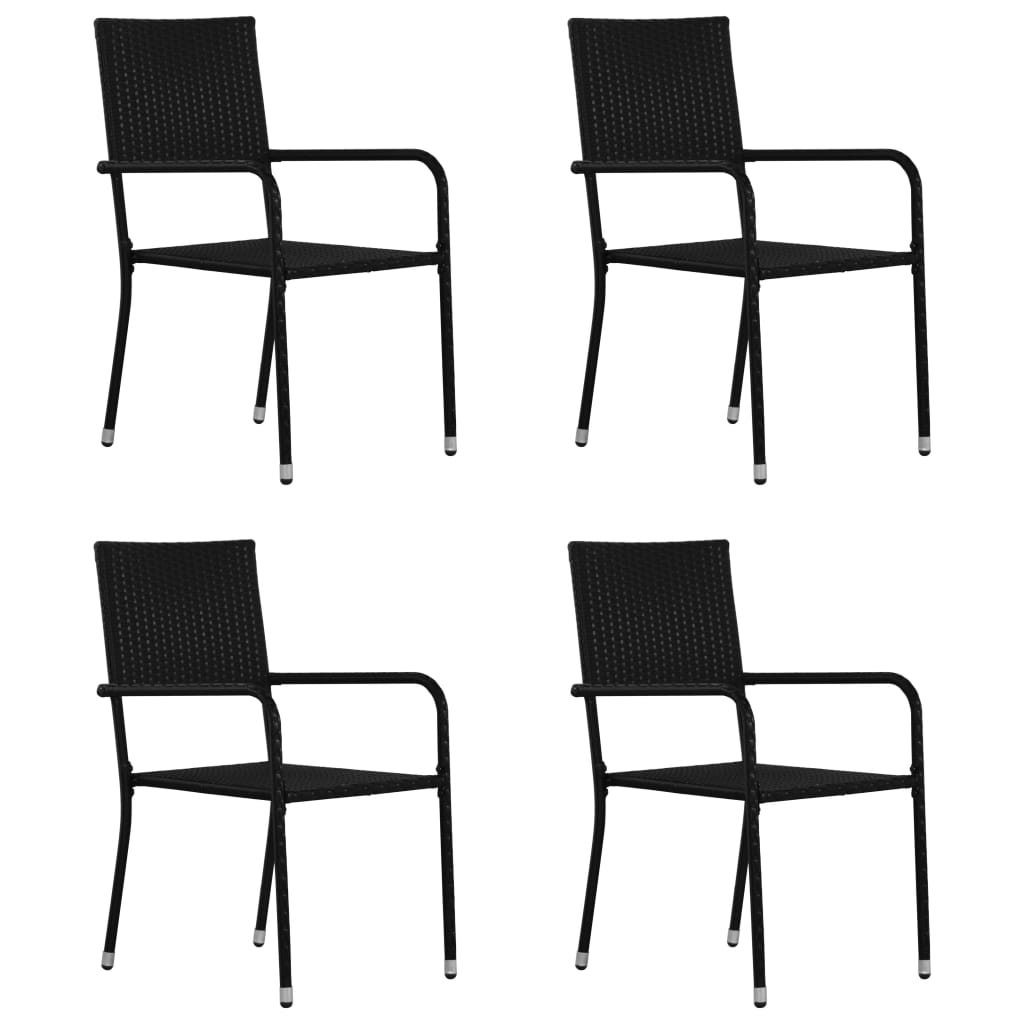 5Dílný Zahradní Jídelní Set Černý