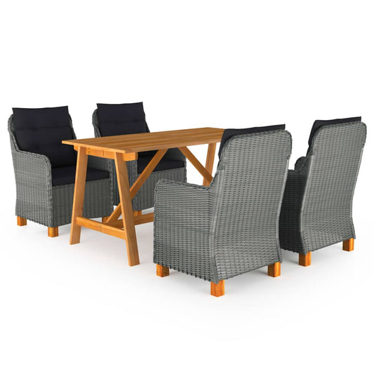 5Dílný Zahradní Jídelní Set Světle Šedý