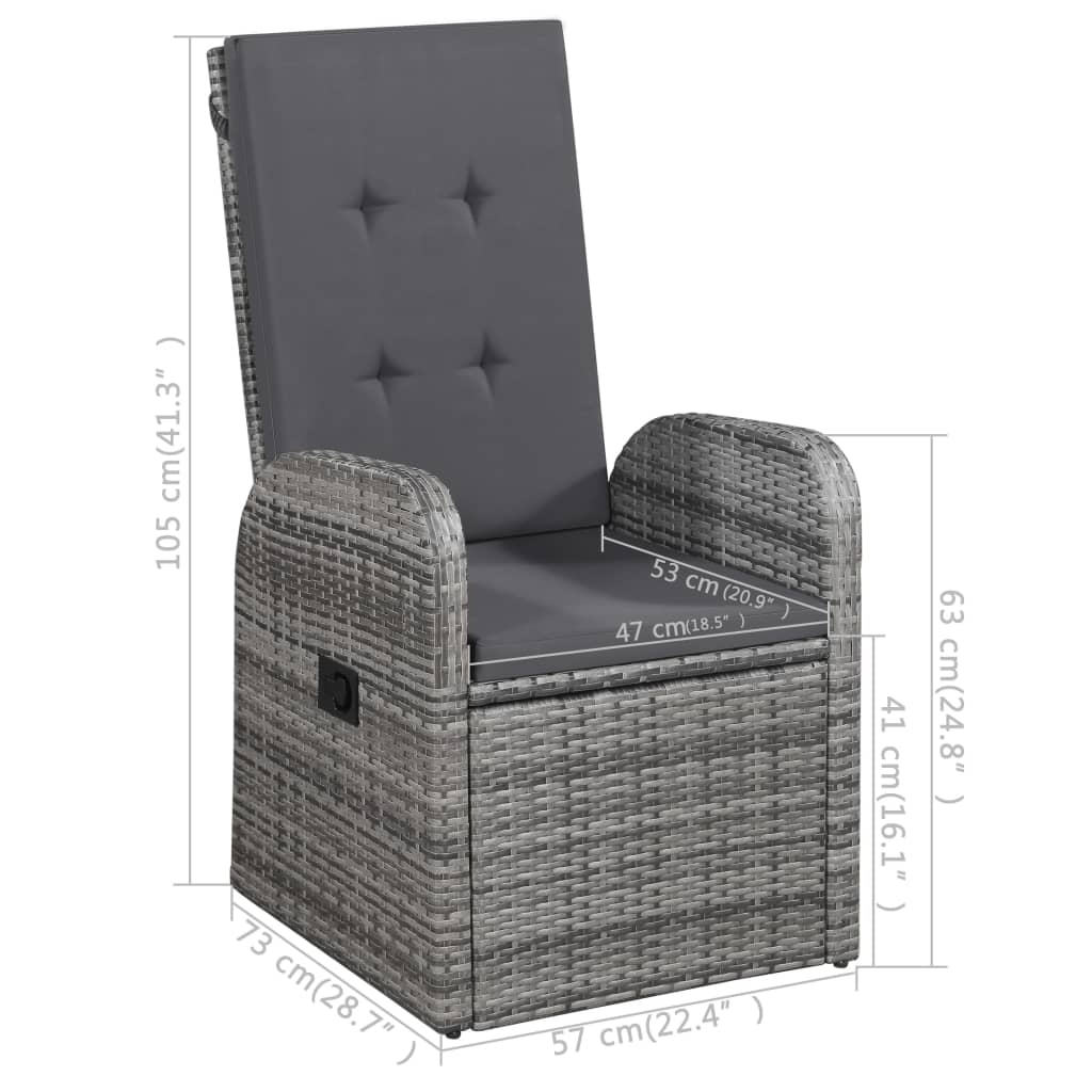 7Dílný Zahradní Jídelní Set Šedý