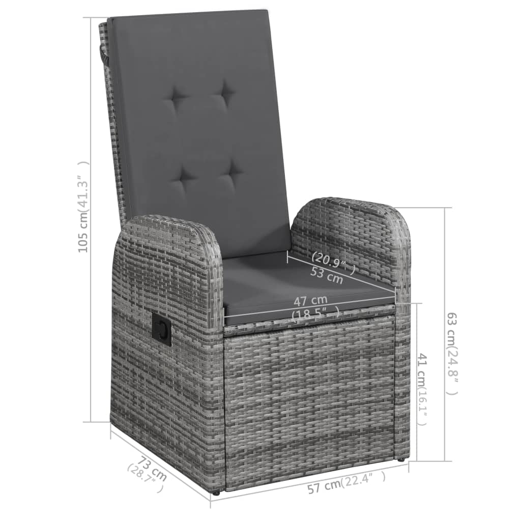 7Dílný Zahradní Jídelní Set Šedý