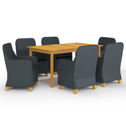 7Dílný Zahradní Jídelní Set Tmavě Šedý