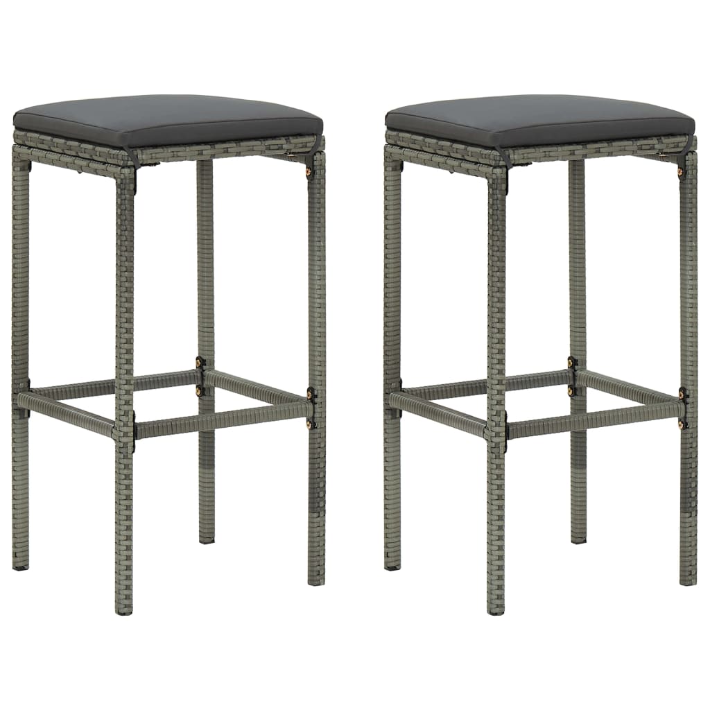 3Dílný Zahradní Barový Set S Poduškami Šedý