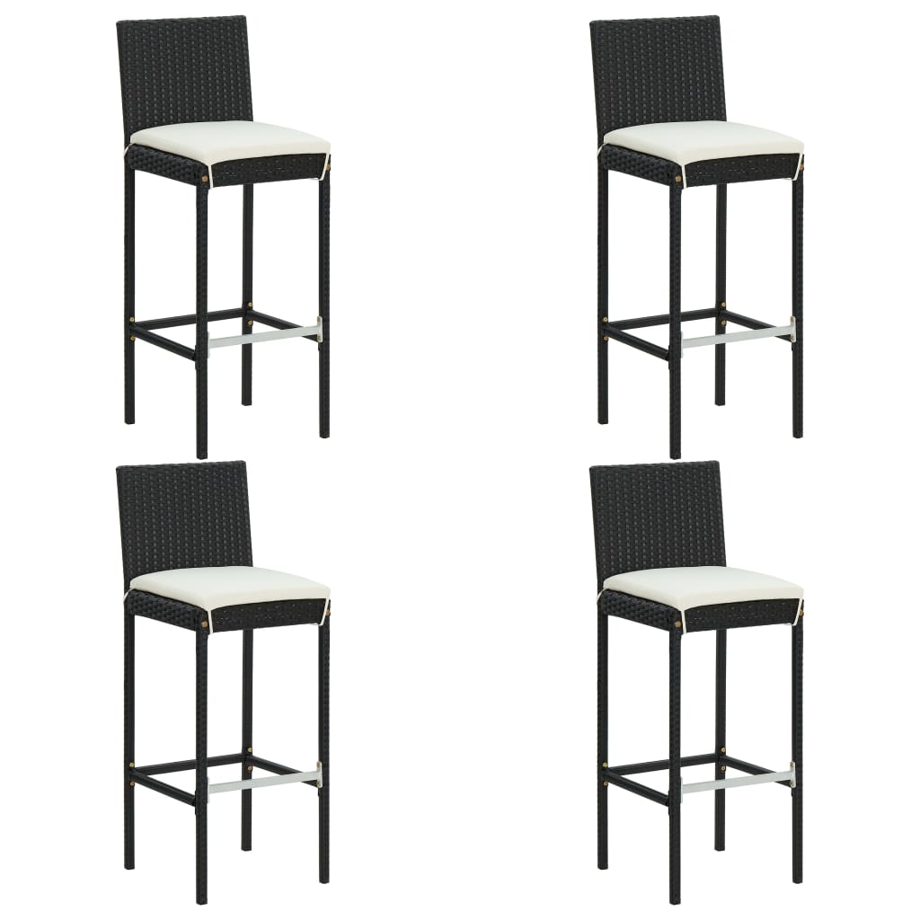 5Dílný Zahradní Barový Set S Poduškami Černý