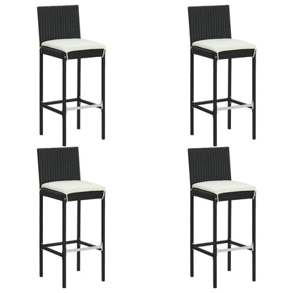 5Dílný Zahradní Barový Set S Poduškami Černý