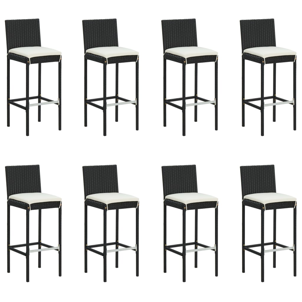9Dílný Zahradní Barový Set S Poduškami Černý