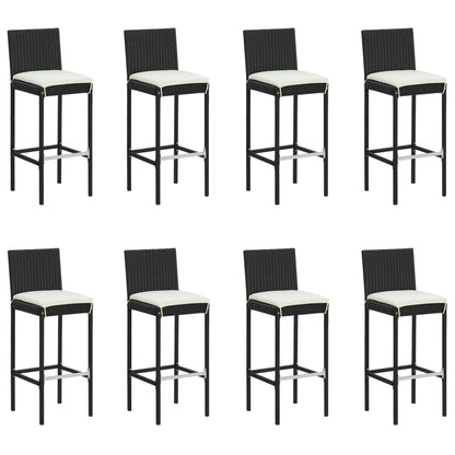 9Dílný Zahradní Barový Set S Poduškami Černý