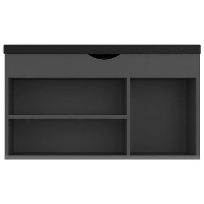 Lavice S Botníkem A Poduškou Šedá 80X30X47 Cm Kompozitní Dřevo