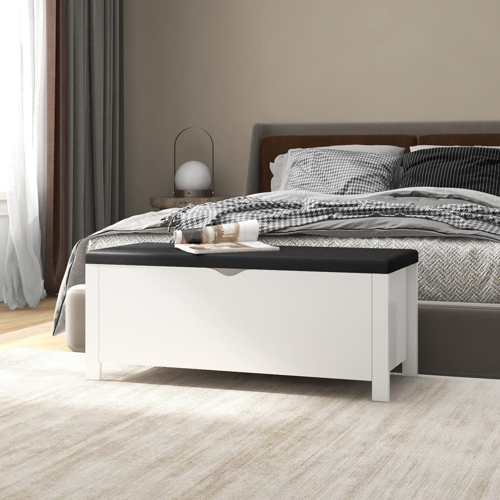 Úložný Box S Poduškou Černý Vysoký Lesk 105X40X45 Cm Kompozit