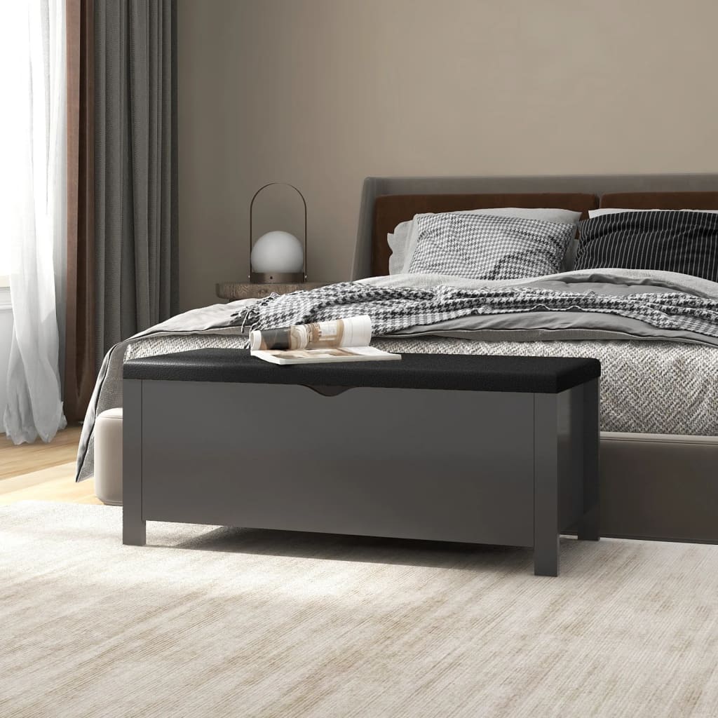 Úložný Box S Poduškou Černý Vysoký Lesk 105X40X45 Cm Kompozit