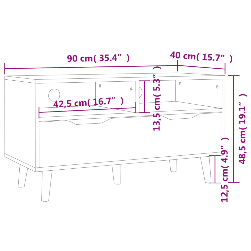 Tv Skříňka 90 X 40 X 48,5 Cm Kompozitní Dřevo