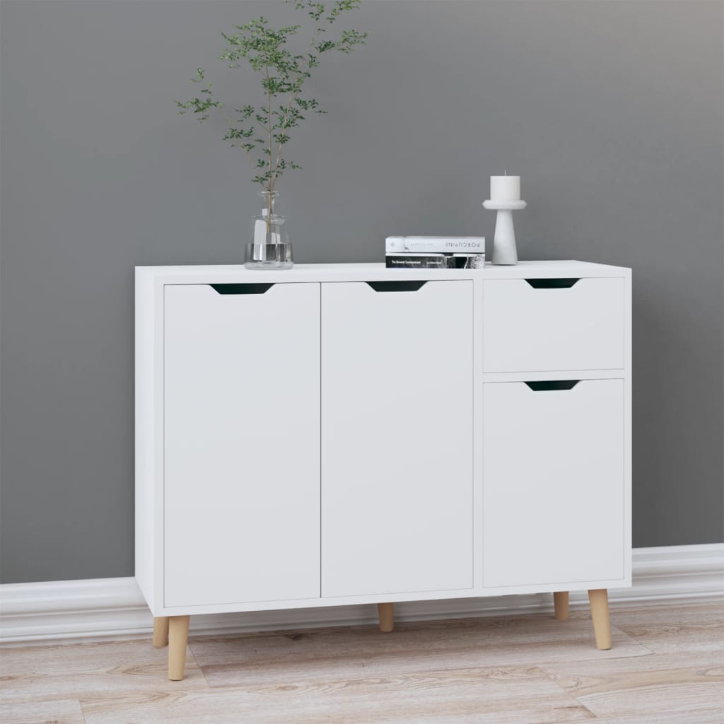 Příborník Bílý S Vysokým Leskem 90X30X72 Cm Kompozitní Dřevo