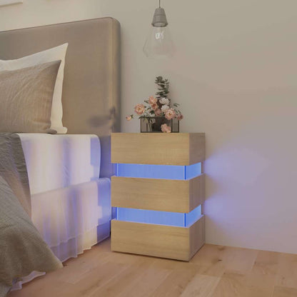 Noční Stolek S Led Lesklý Bílý 45 X 35 X 67 Cm Kompozitní Dřevo