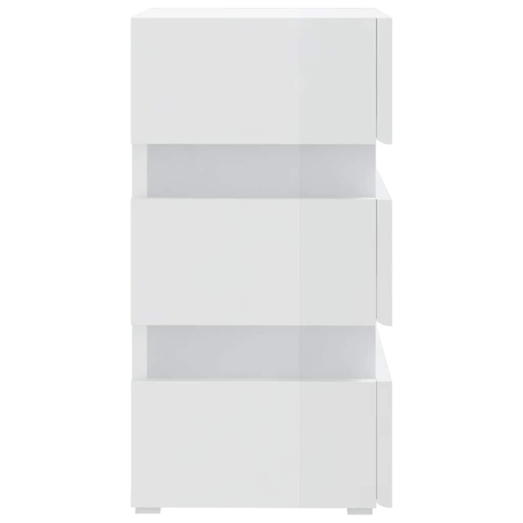 Noční Stolek S Led Lesklý Bílý 45 X 35 X 67 Cm Kompozitní Dřevo