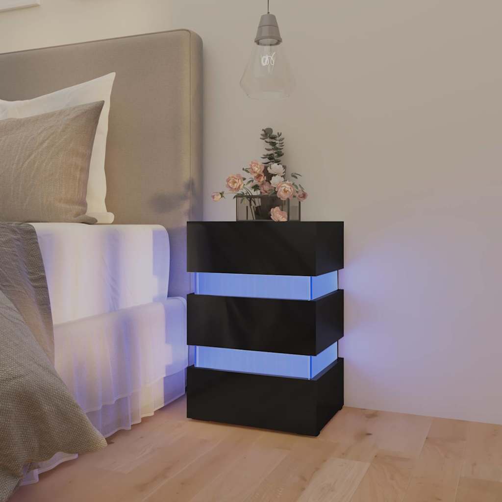 Noční Stolek S Led Lesklý Bílý 45 X 35 X 67 Cm Kompozitní Dřevo
