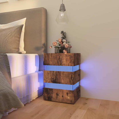 Noční Stolek S Led Lesklý Bílý 45 X 35 X 67 Cm Kompozitní Dřevo