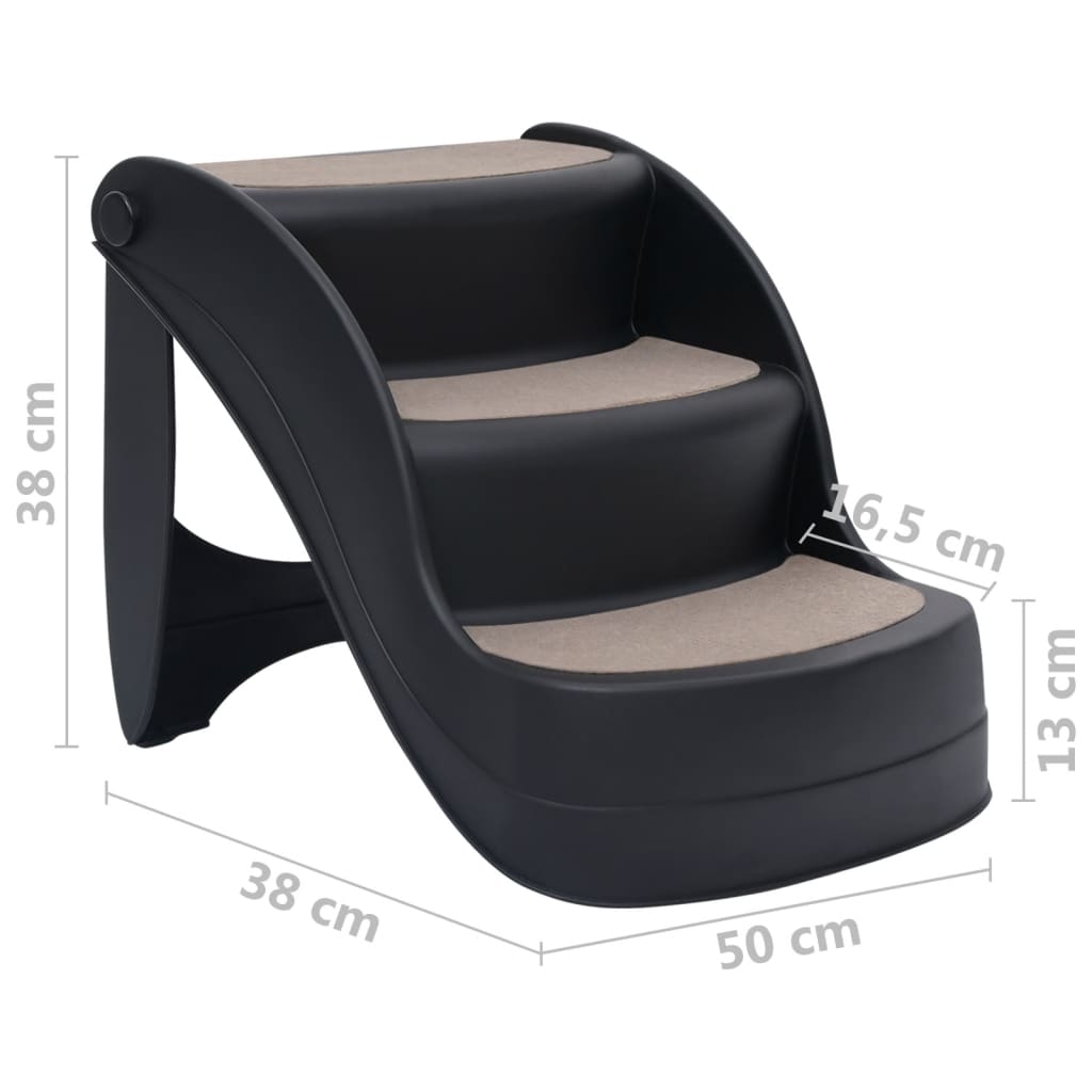 Skládací Třístupňové Psí Schůdky Černé