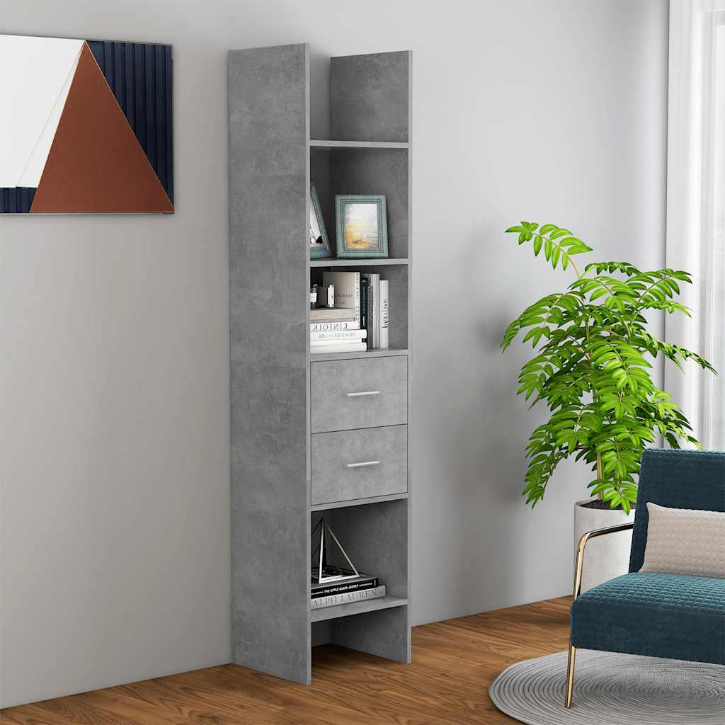 Knihovna Betonově Šedá 40 X 35 X 180 Cm Kompozitní Dřevo