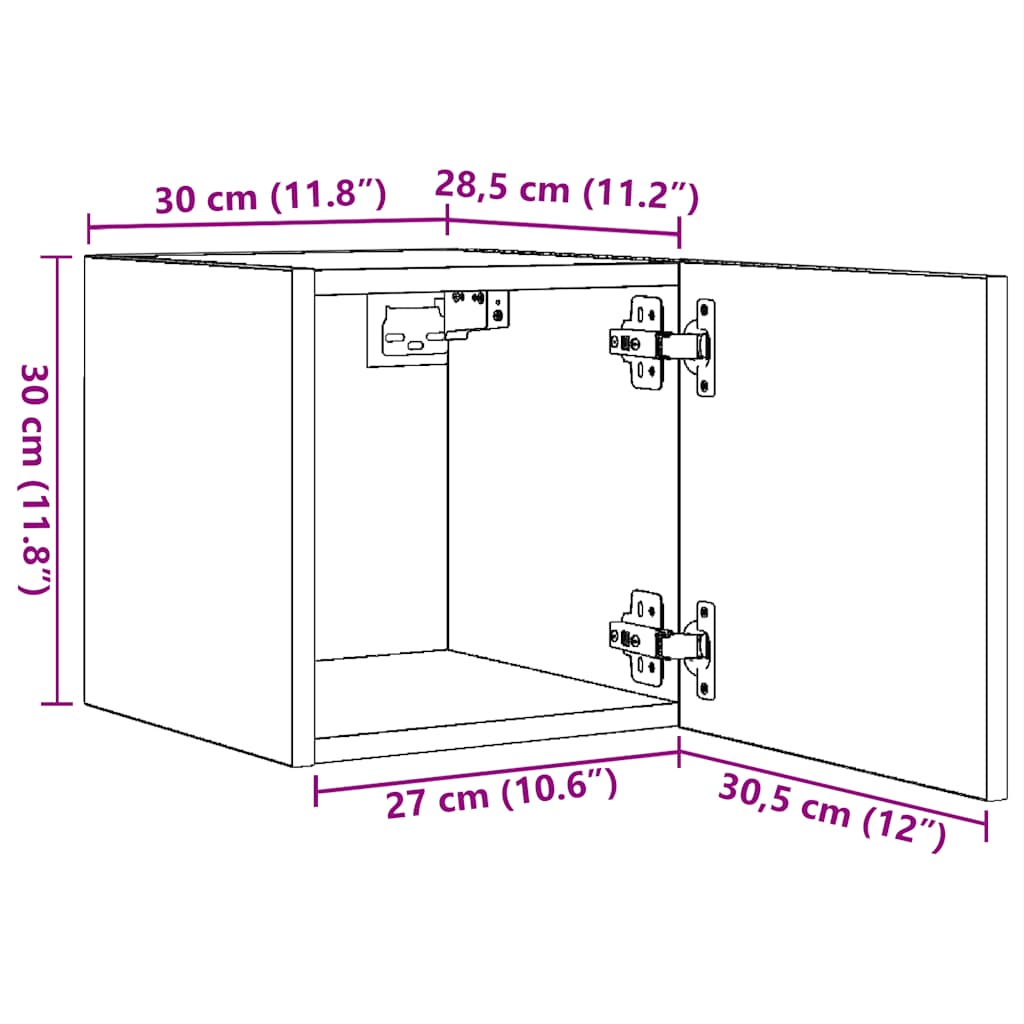 Nástěnné Tv Skříňky 2 Ks 30,5X30X30 Cm