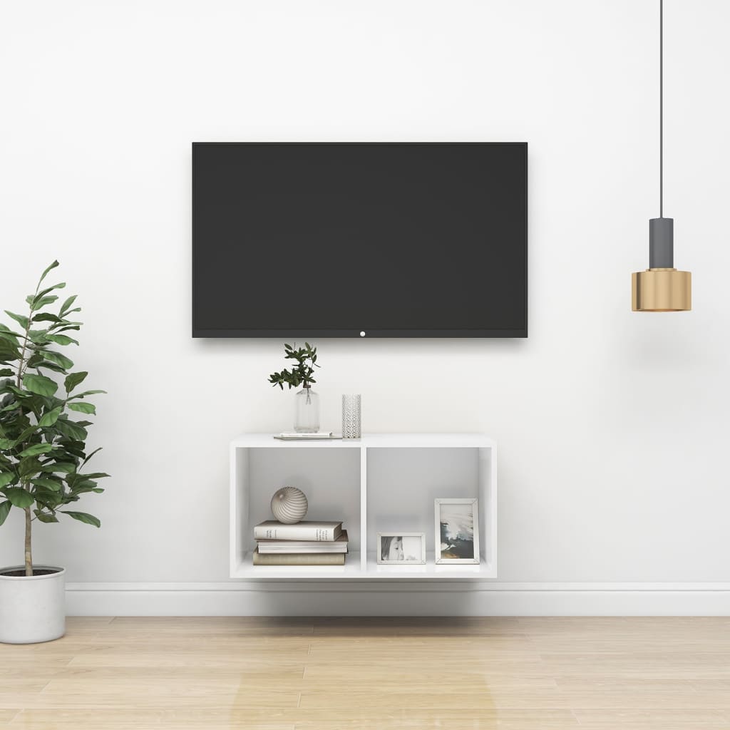 Nástěnná Tv Skříňka Šedá Vysoký Lesk 37X37X142,5 Cm Dřevotříska