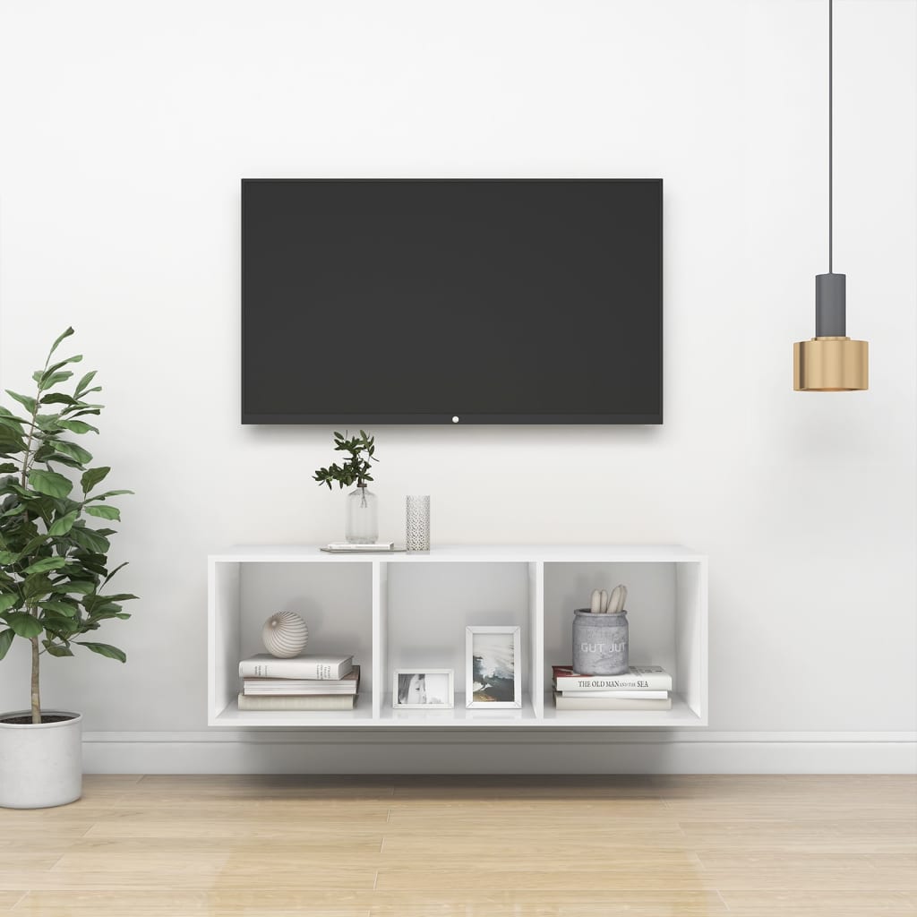 Nástěnná Tv Skříňka Šedá Vysoký Lesk 37X37X142,5 Cm Dřevotříska