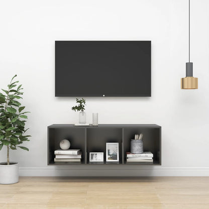 Nástěnná Tv Skříňka Šedá Vysoký Lesk 37X37X142,5 Cm Dřevotříska