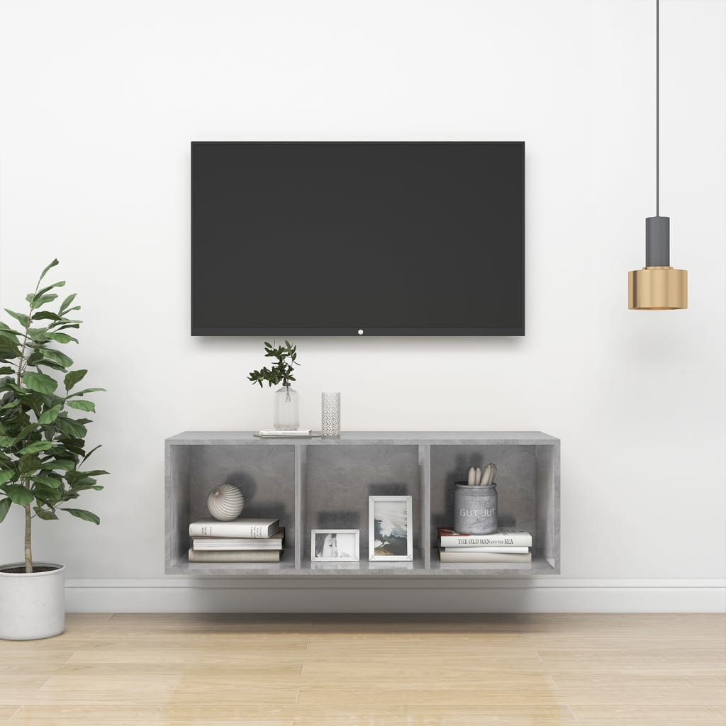 Nástěnná Tv Skříňka Šedá Vysoký Lesk 37X37X142,5 Cm Dřevotříska