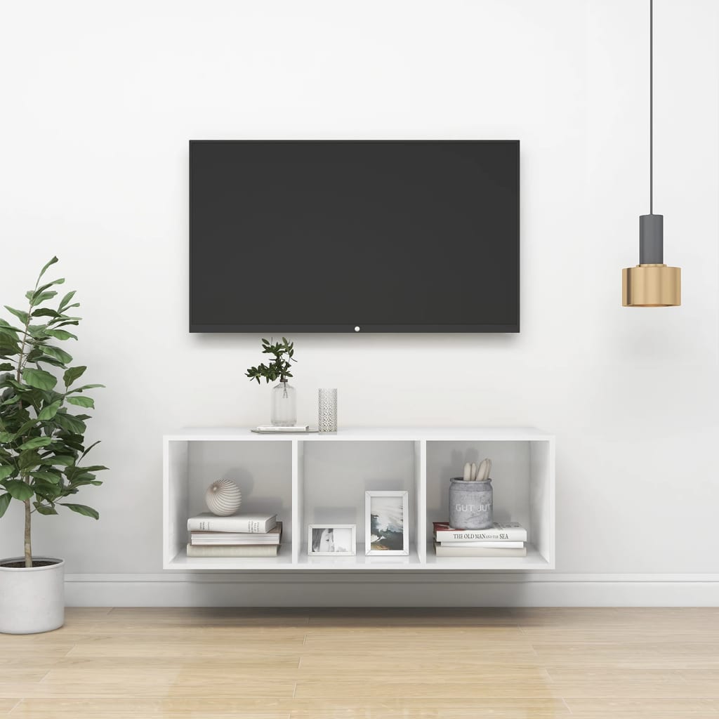 Nástěnná Tv Skříňka Šedá Vysoký Lesk 37X37X142,5 Cm Dřevotříska