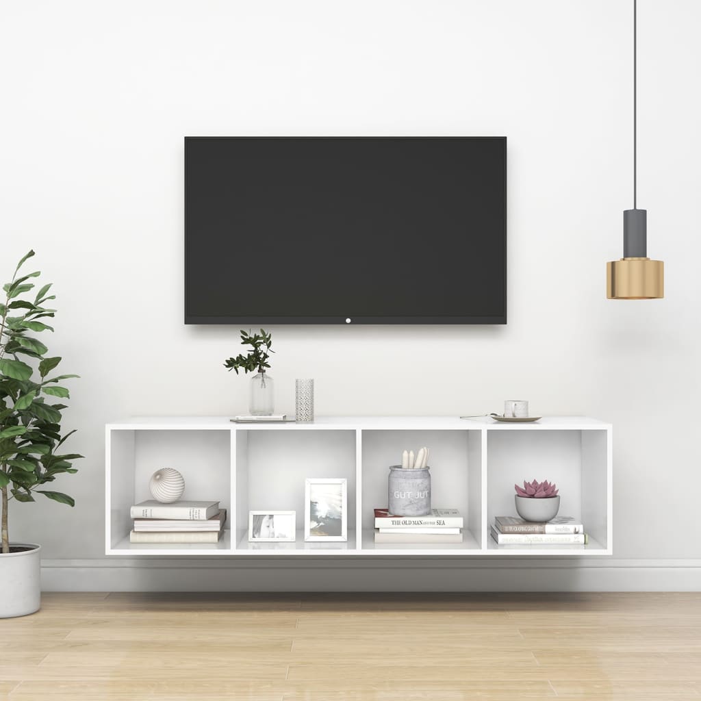 Nástěnná Tv Skříňka Šedá Vysoký Lesk 37X37X142,5 Cm Dřevotříska