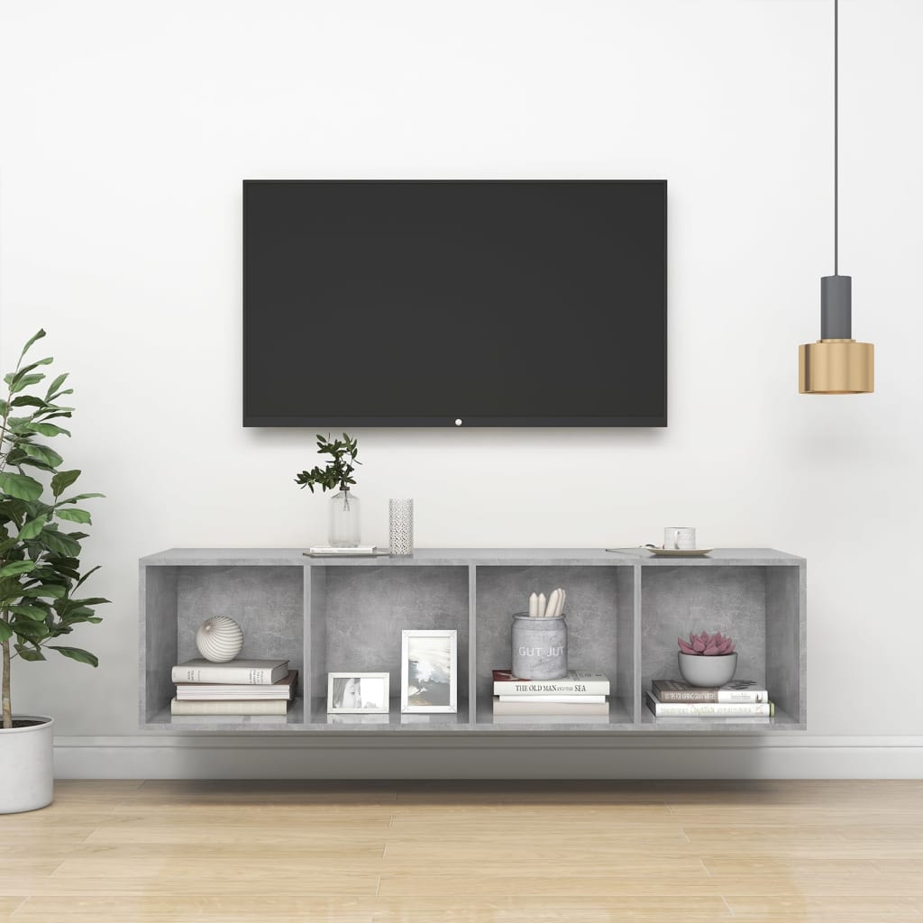 Nástěnná Tv Skříňka Šedá Vysoký Lesk 37X37X142,5 Cm Dřevotříska