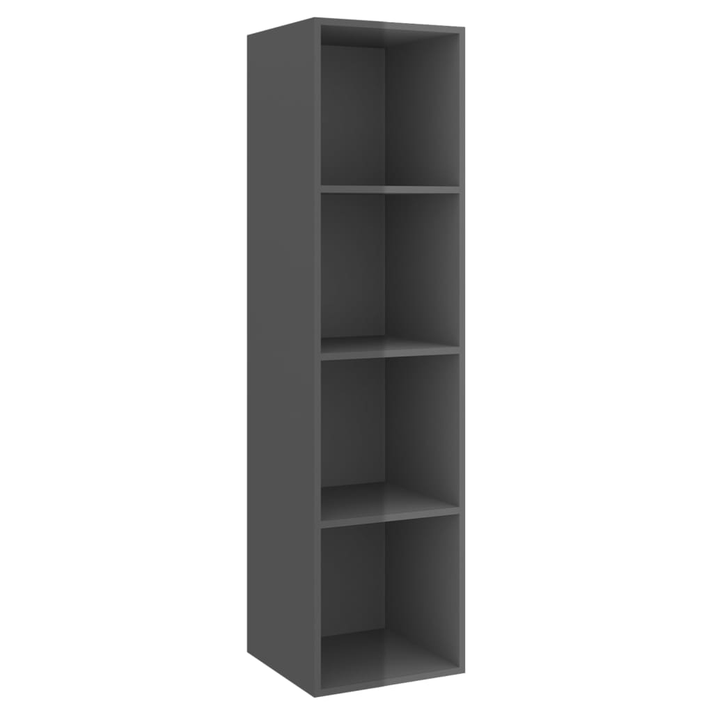 Nástěnná Tv Skříňka Šedá Vysoký Lesk 37X37X142,5 Cm Dřevotříska