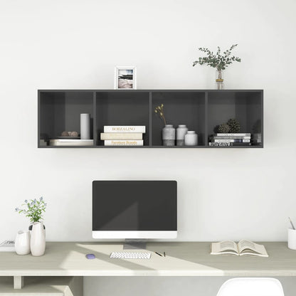 Nástěnná Tv Skříňka Šedá Vysoký Lesk 37X37X142,5 Cm Dřevotříska