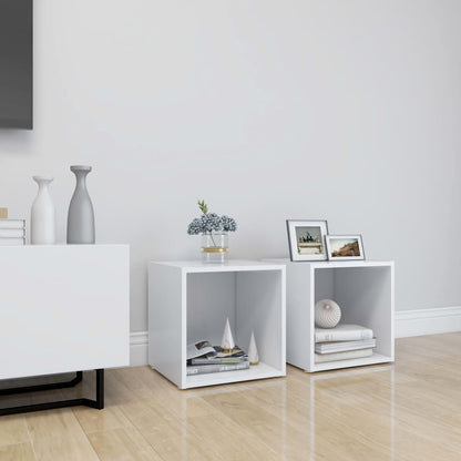 Tv Stolky 4 Ks Bílé Vysoký Lesk 37X35X37 Cm Kompozitní Dřevo