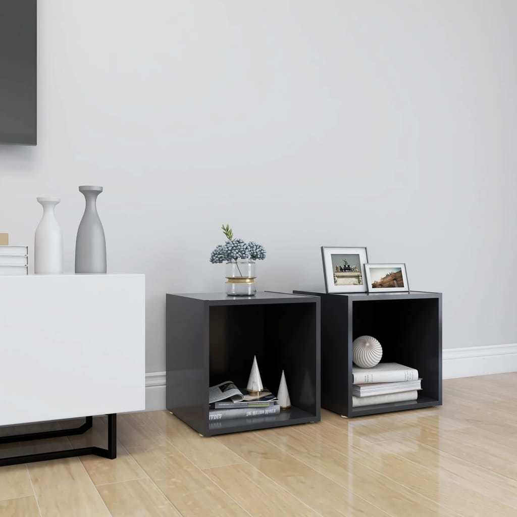 Tv Stolky 4 Ks Bílé Vysoký Lesk 37X35X37 Cm Kompozitní Dřevo
