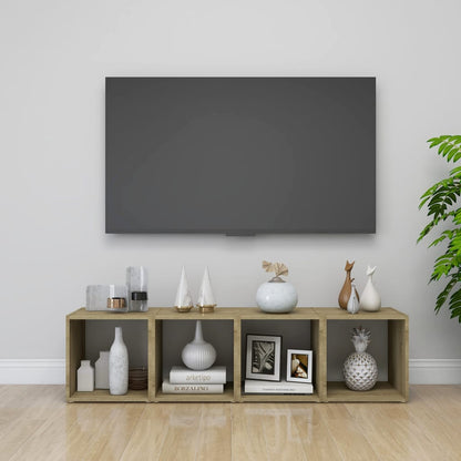 Tv Stolky 4 Ks Bílé Vysoký Lesk 37X35X37 Cm Kompozitní Dřevo