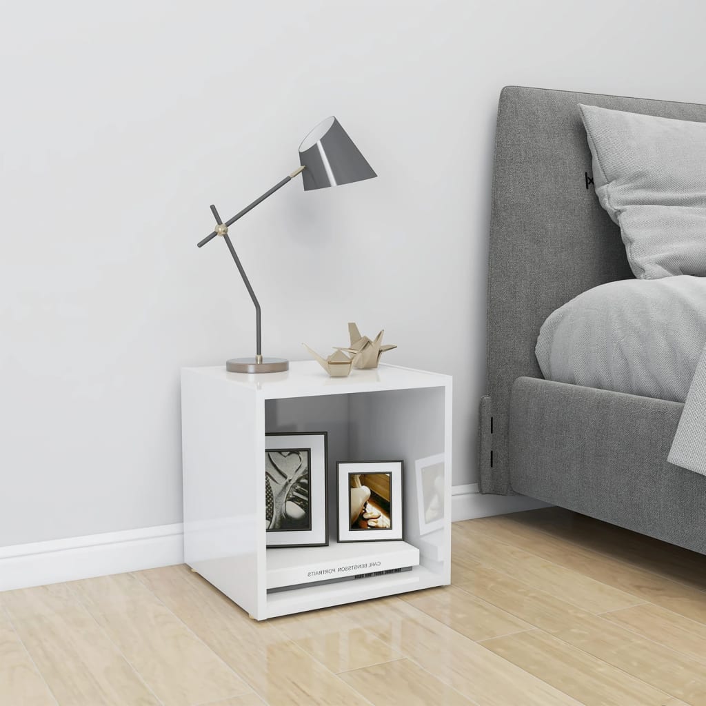 Tv Stolky 4 Ks Bílé Vysoký Lesk 37X35X37 Cm Kompozitní Dřevo