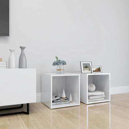 Tv Stolky 4 Ks Bílé Vysoký Lesk 37X35X37 Cm Kompozitní Dřevo