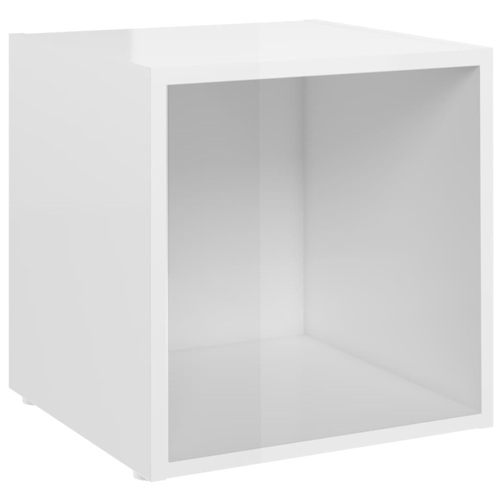 Tv Stolky 4 Ks Bílé Vysoký Lesk 37X35X37 Cm Kompozitní Dřevo