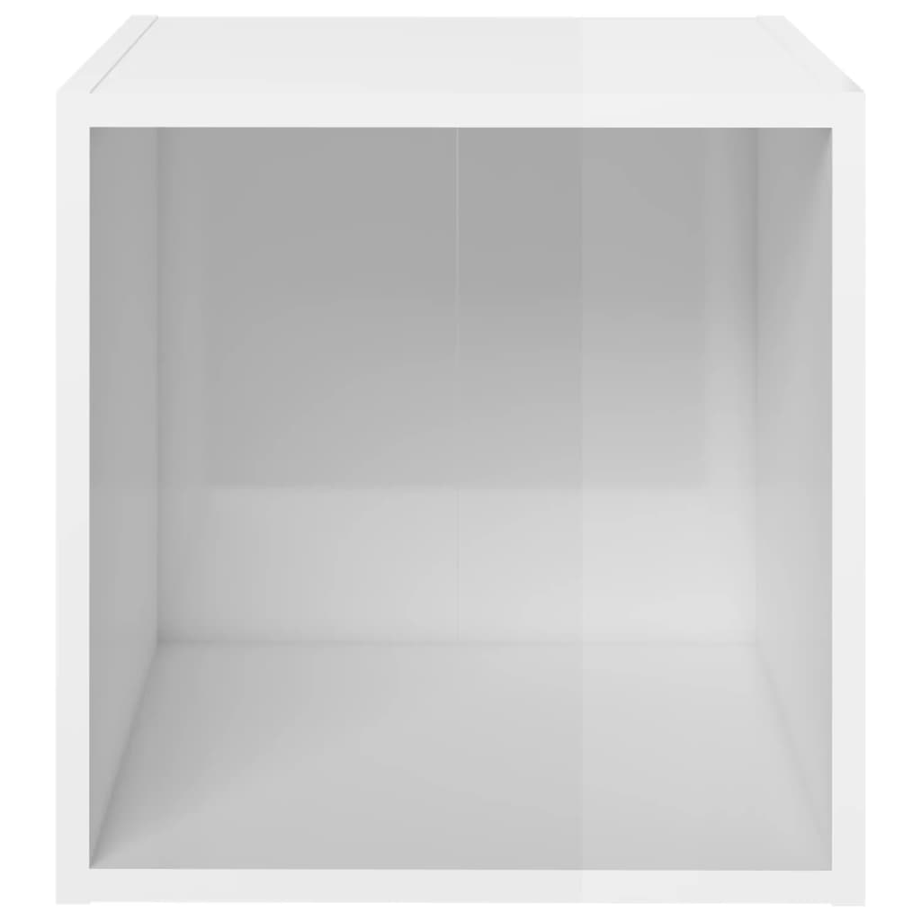 Tv Stolky 4 Ks Bílé Vysoký Lesk 37X35X37 Cm Kompozitní Dřevo