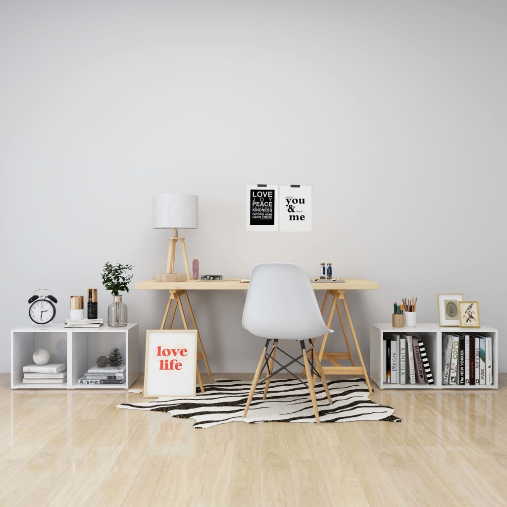 Tv Stolky 4 Ks Bílé Vysoký Lesk 37X35X37 Cm Kompozitní Dřevo