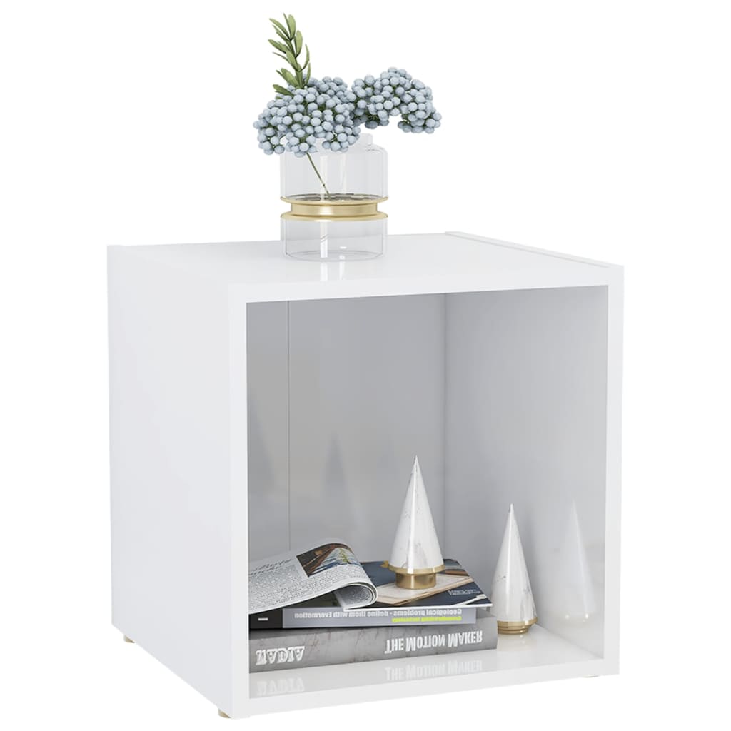 Tv Stolky 4 Ks Bílé Vysoký Lesk 37X35X37 Cm Kompozitní Dřevo