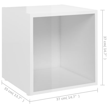 Tv Stolky 4 Ks Bílé Vysoký Lesk 37X35X37 Cm Kompozitní Dřevo