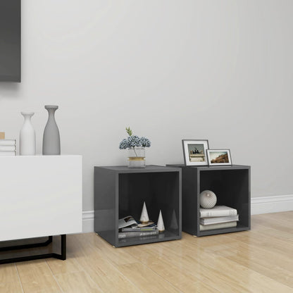 Tv Stolky 4 Ks Bílé Vysoký Lesk 37X35X37 Cm Kompozitní Dřevo