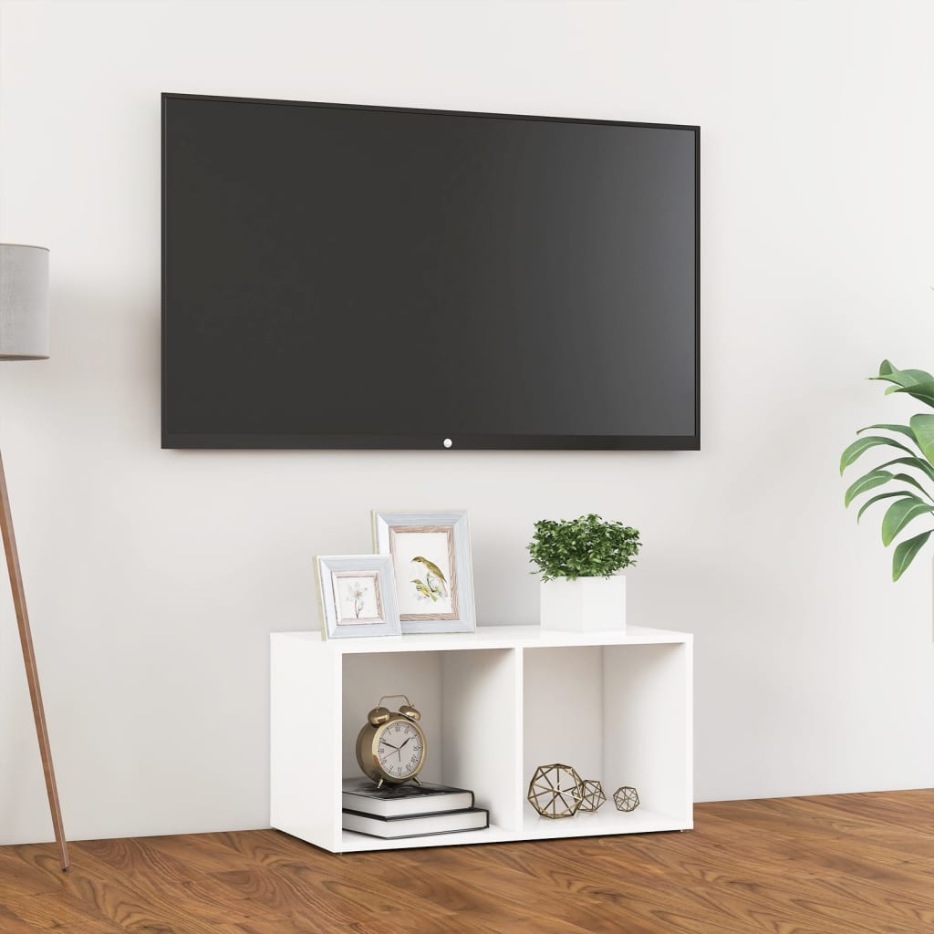 Tv Stolek Bílý Vysoký Lesk 72 X 35 X 36,5 Cm Kompozitní Dřevo