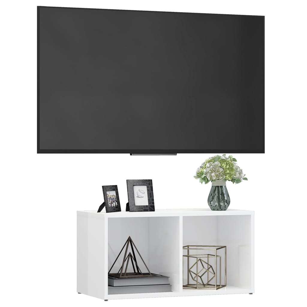 Tv Stolek Bílý Vysoký Lesk 72 X 35 X 36,5 Cm Kompozitní Dřevo