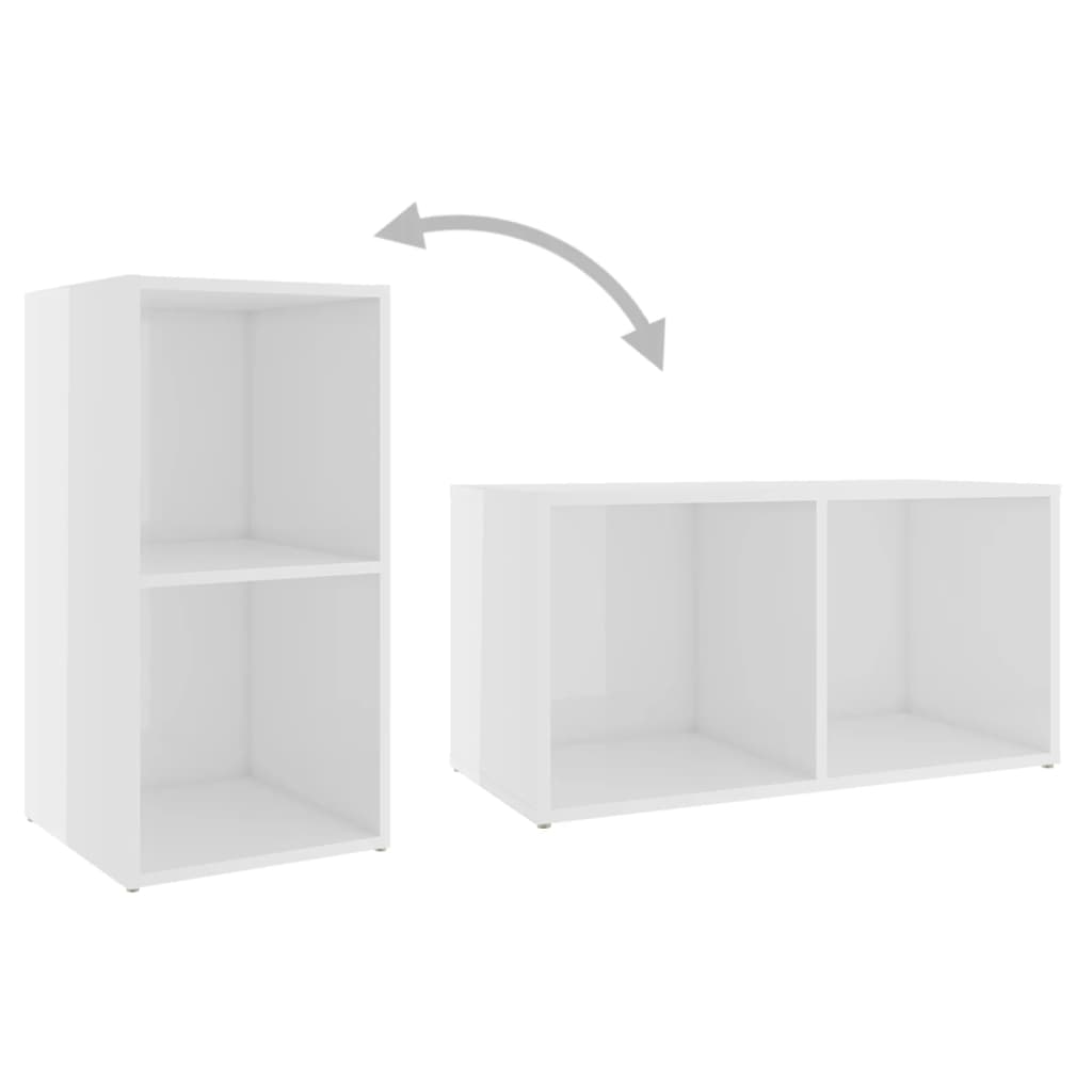 Tv Stolek Bílý Vysoký Lesk 72 X 35 X 36,5 Cm Kompozitní Dřevo