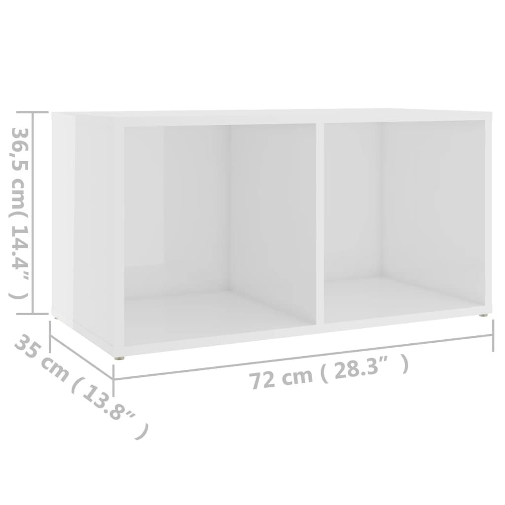 Tv Stolek Bílý Vysoký Lesk 72 X 35 X 36,5 Cm Kompozitní Dřevo