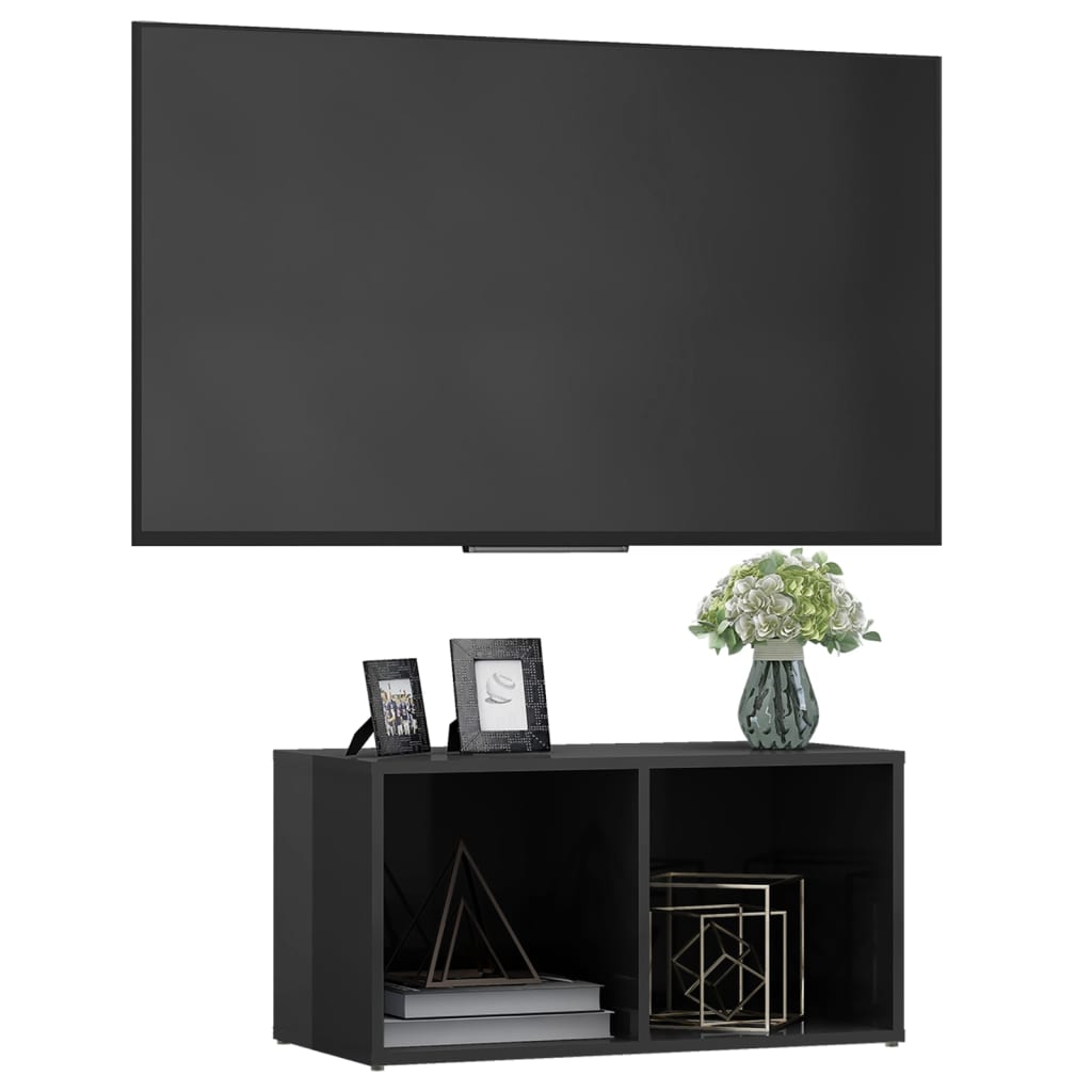 Tv Stolek Šedý Vysoký Lesk 72 X 35 X 36,5 Cm Kompozitní Dřevo Šedá S Vysokým Leskem