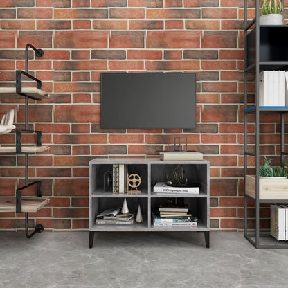Tv Stolek S Kovovými Nohami Bílý Vysoký Lesk 69,5 X 30 X 50 Cm