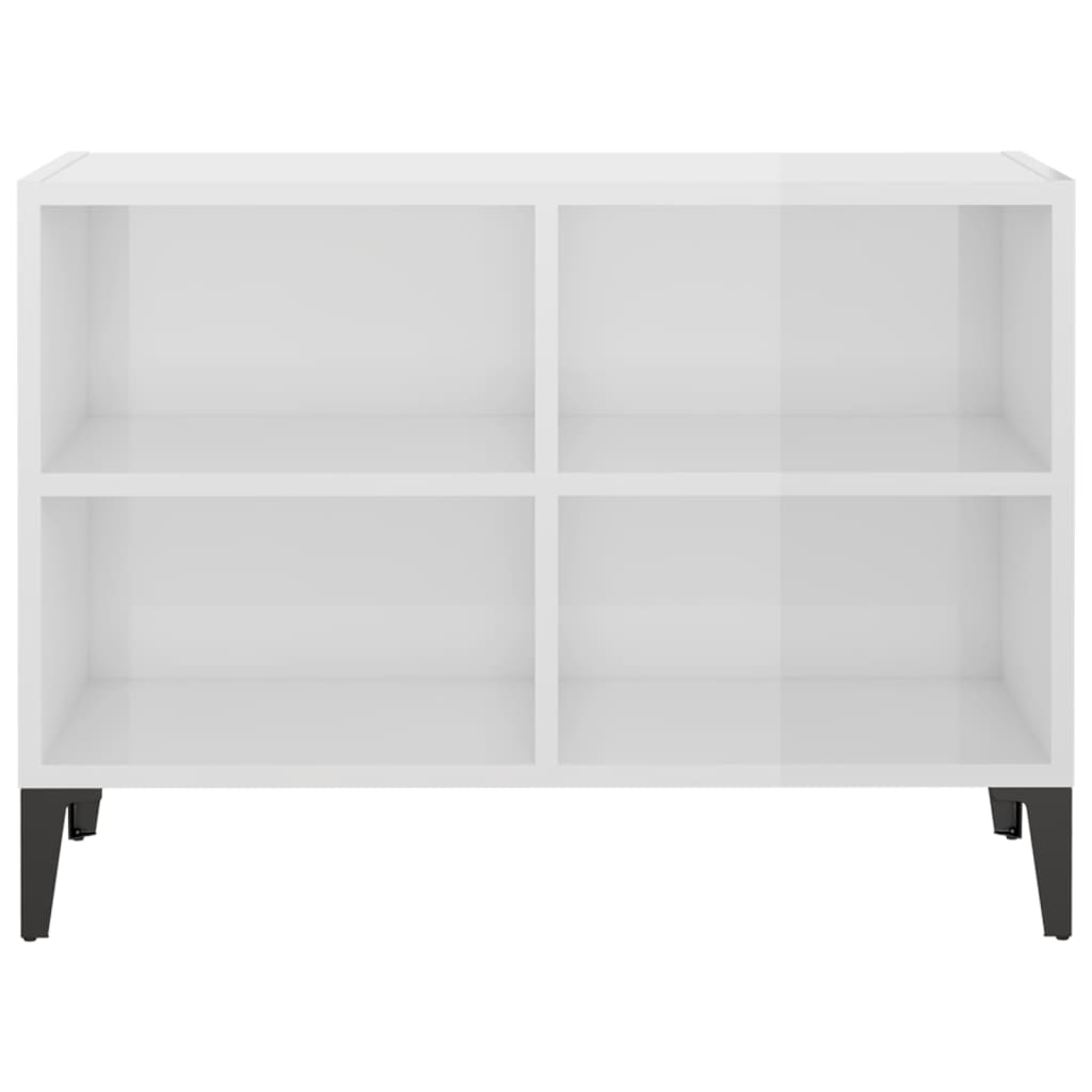 Tv Stolek S Kovovými Nohami Bílý Vysoký Lesk 69,5 X 30 X 50 Cm